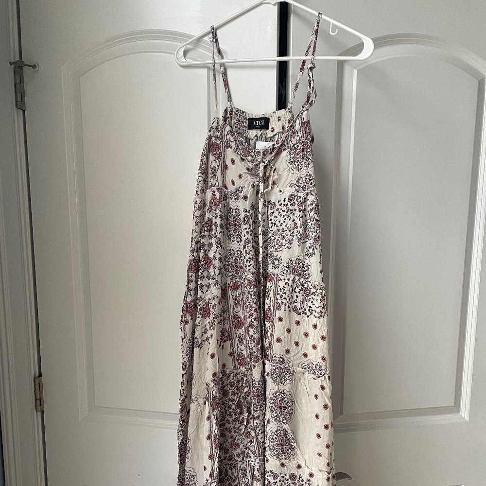 Vici White Boho Floral Pattern Dress - Small